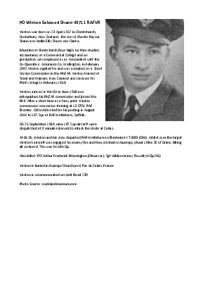 A preview of a PDF biography for Shann, Winton Selwood